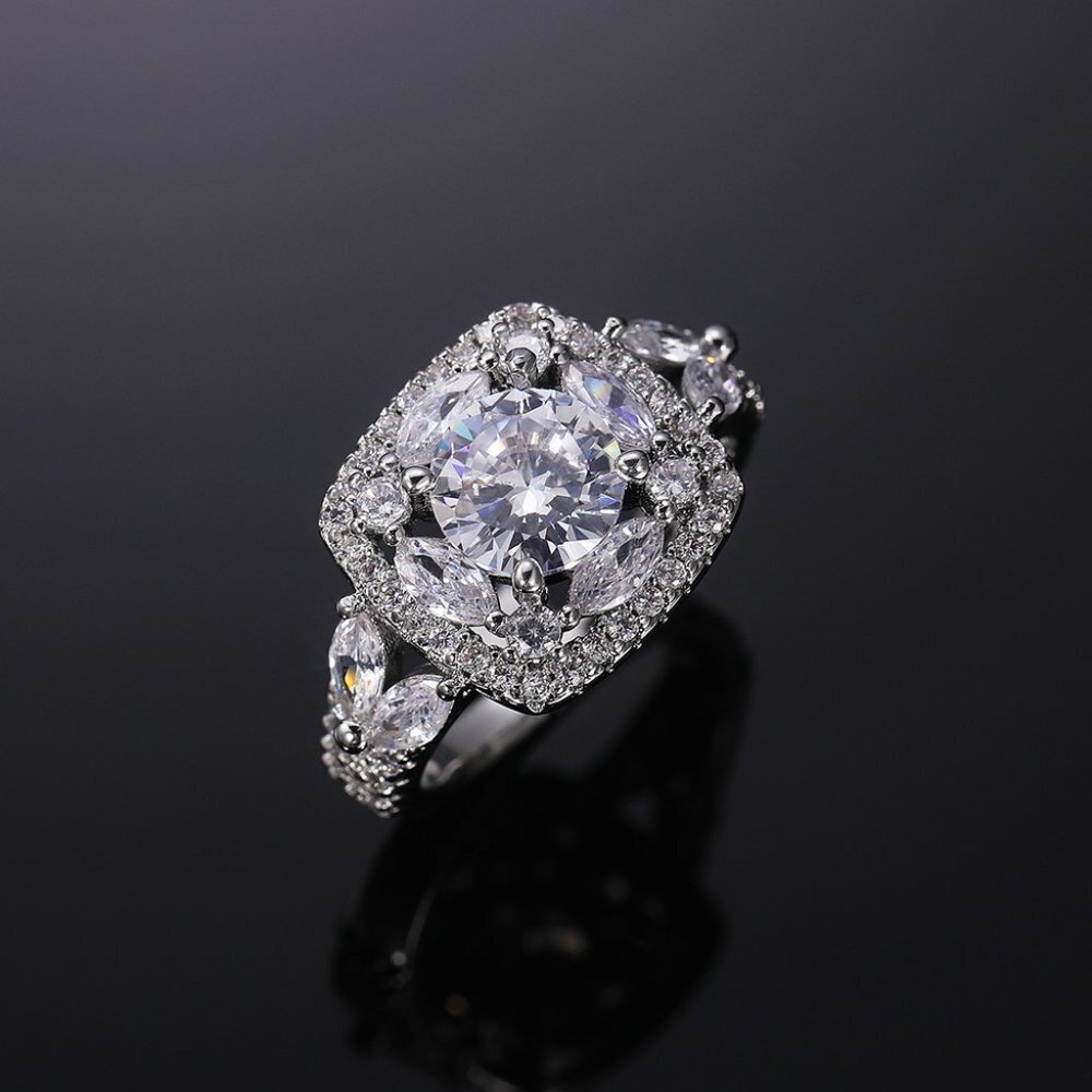 😍SHINY ROUND CZ SQUARE 925 STERLING SILVER LUXURY WEDDING RINGS FOR WOMEN, L053 - Picture 7 of 7